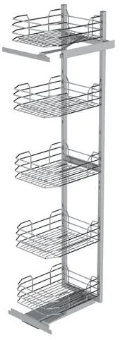 Konyhai fémrács, kamravasalás, 400mm, ezüst szürke, részleges kihúzású, 5 kosár, nyíló ajtóhoz Greem Line 295