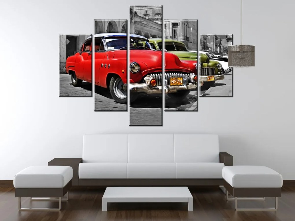 Gario Vászonkép Kubai taxi - 5 részes Méret: 150 x 70 cm