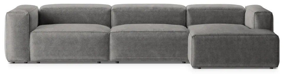 Világosszürke kordbársony sarokkanapé (jobb oldali-heverő résszel) Bergamo – Cosmopolitan Design