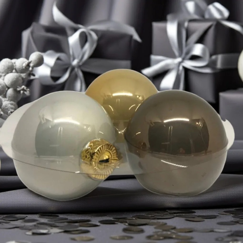 Silent Night üveg karácsonyi gömb szett 12*6cm