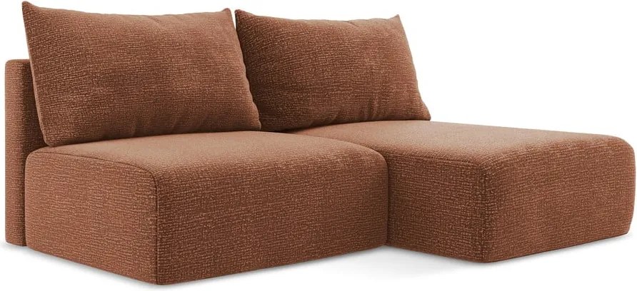 Téglavörös kinyitható-tárolóhelyes sarokkanapé (jobb oldali) Kalena – Makamii