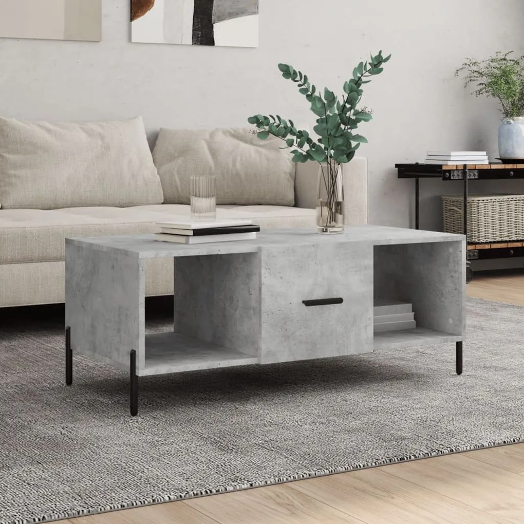 Betonszürke szerelt fa dohányzóasztal 102 x 50 x 40 cm