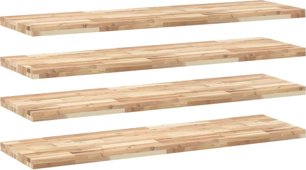 vidaXL 4 db kezeletlen tömör akácfa függőpolc 120 x 40 x 4 cm