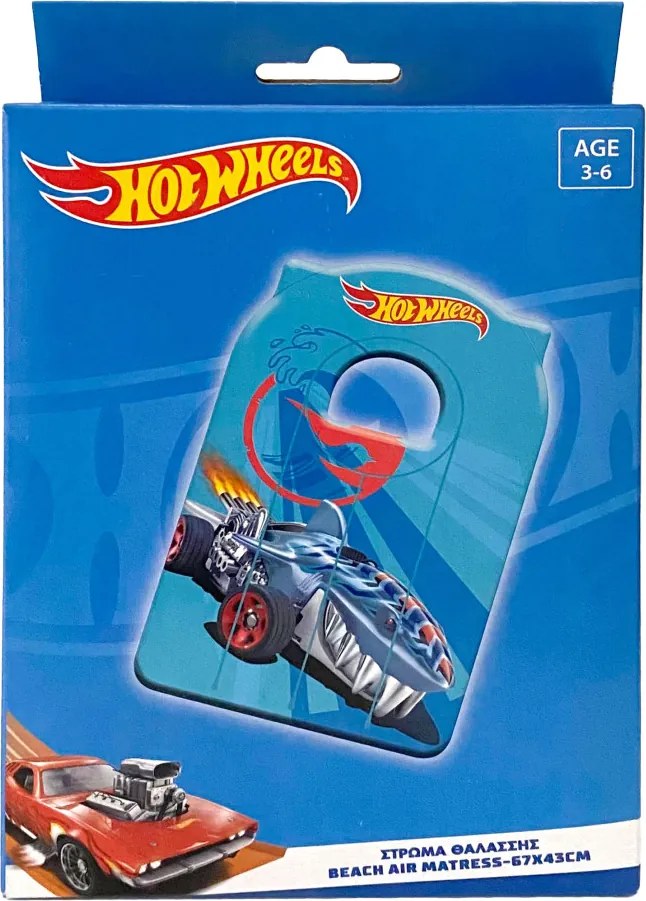 Hot Wheels Racing Wave felfújható matrac 67x43 cm