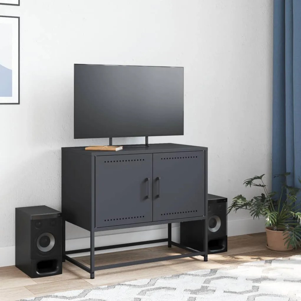 antracitszürke acél TV-szekrény 68,5x39x60,5 cm