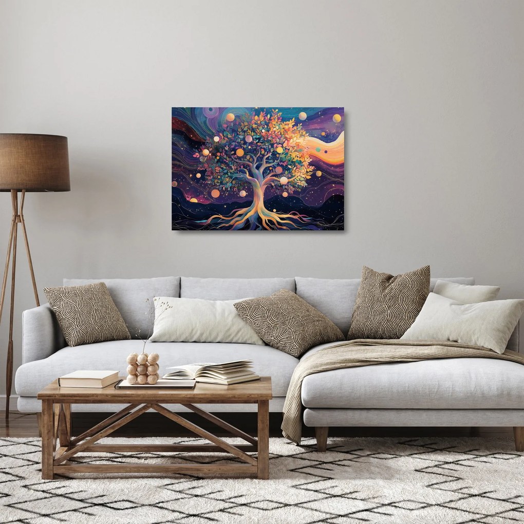 Üveg kép – Lila fa tele energiával (70x50 cm)