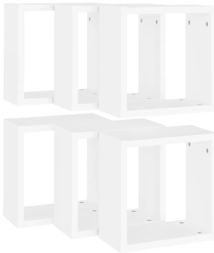 6 db fehér fali kockapolc 30 x 15 x 30 cm