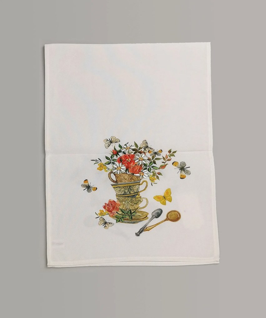 Hímzett csésze terítő virágokkal 40x110 cm TiaHome