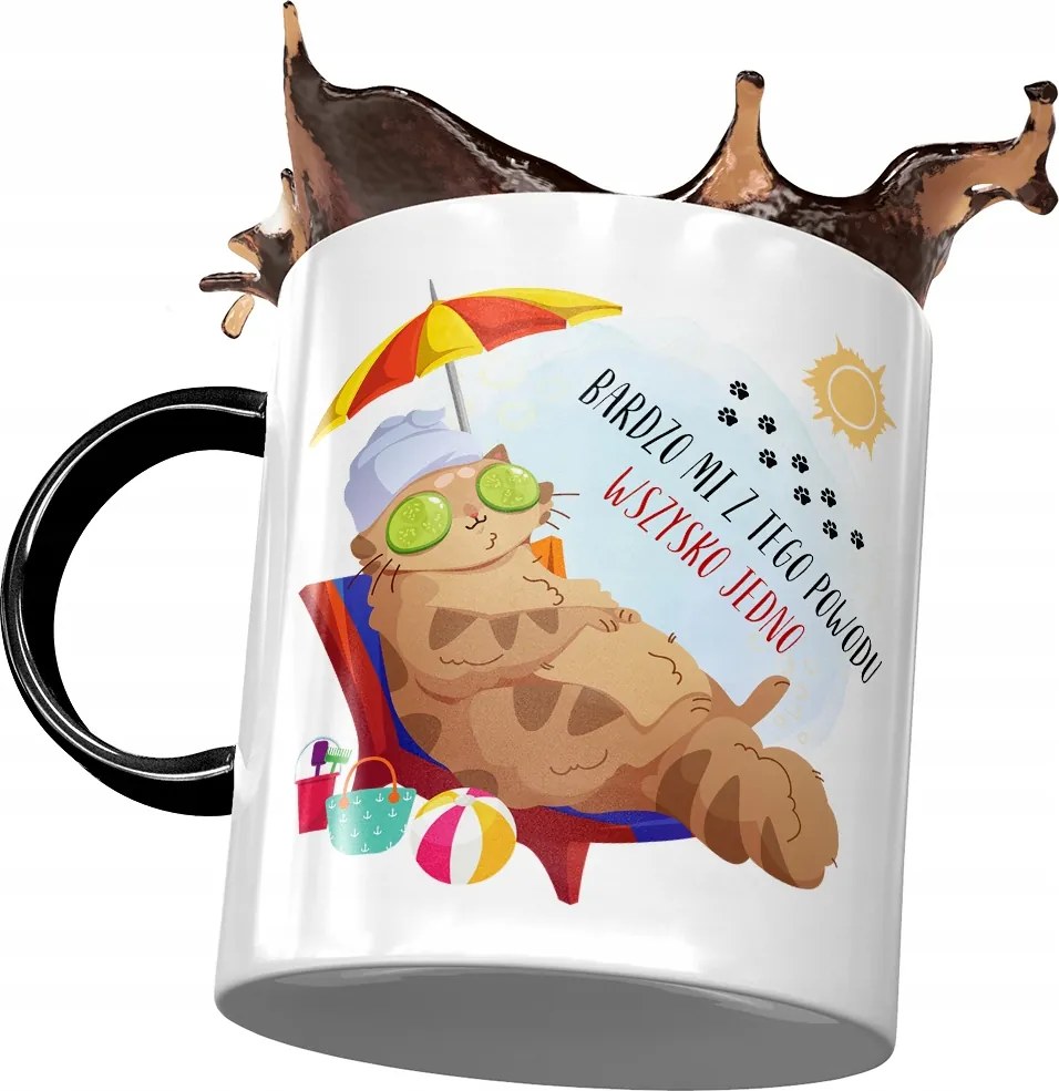 Fekete Bögre Cicával Cuki Ajándék Nyomtatott Fotóval