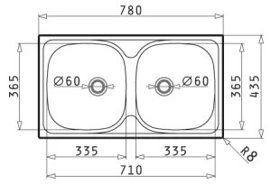 Pyramis 100125101 - E78 konyhai mosogató 78x43,5 cm szatén