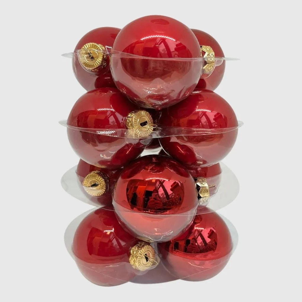 Red üveg karácsonyi gömb szett piros 12*6cm