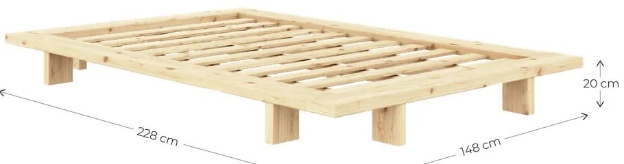 Natúr színű borovi fenyő egyszemélyes ágy ágyráccsal 120x200 cm Japan – Karup Design