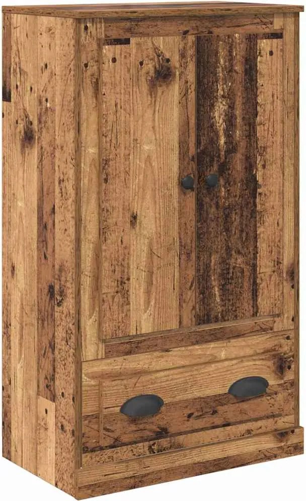 vidaXL Magasfiú fiókkal Öreg fa 60 x 35,5 x 103,5 cm Faanyag
