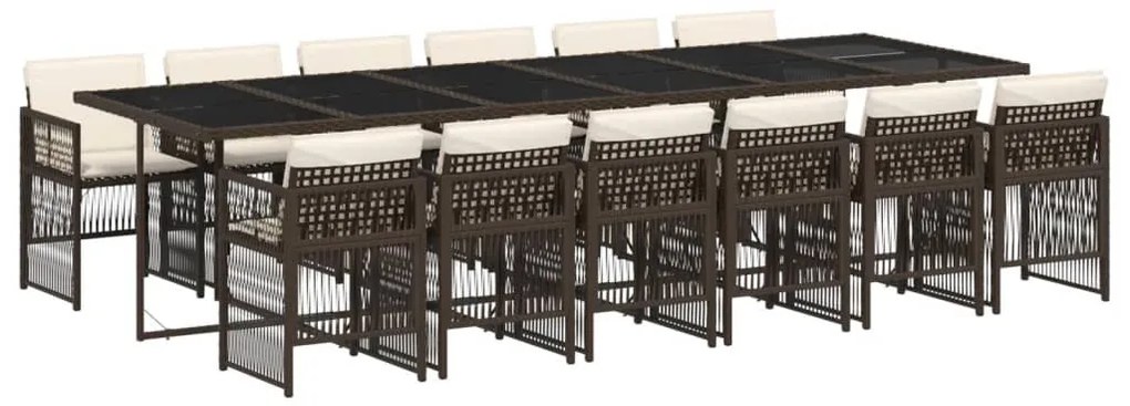 vidaXL 13 részes barna polyrattan kerti ülőgarnitúra párnákkal