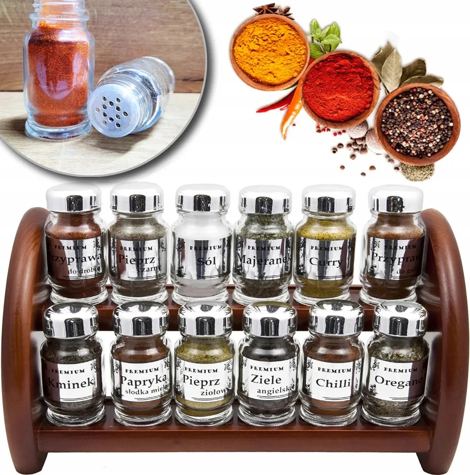 Fűszertartó Polc Fűszertartó Állvány Szett 12 db-os