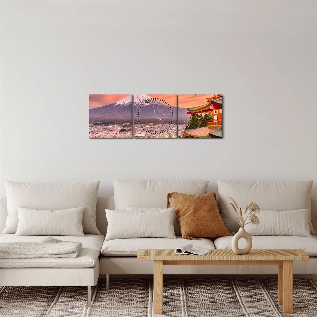 Kép - Fujiyoshida, Japán (órával) (90x30 cm)
