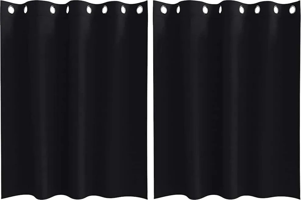 vidaXL Fekete Függöny Gyűrűkkel 2 pcs Fekete 140 x 140 cm Poliészter