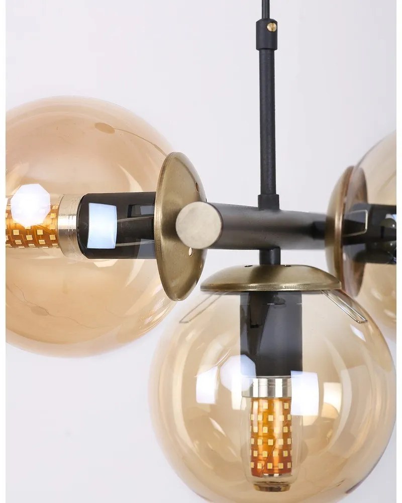 Sárga-fekete függőlámpa üveg búrával ø 15 cm Cascade – Squid Lighting