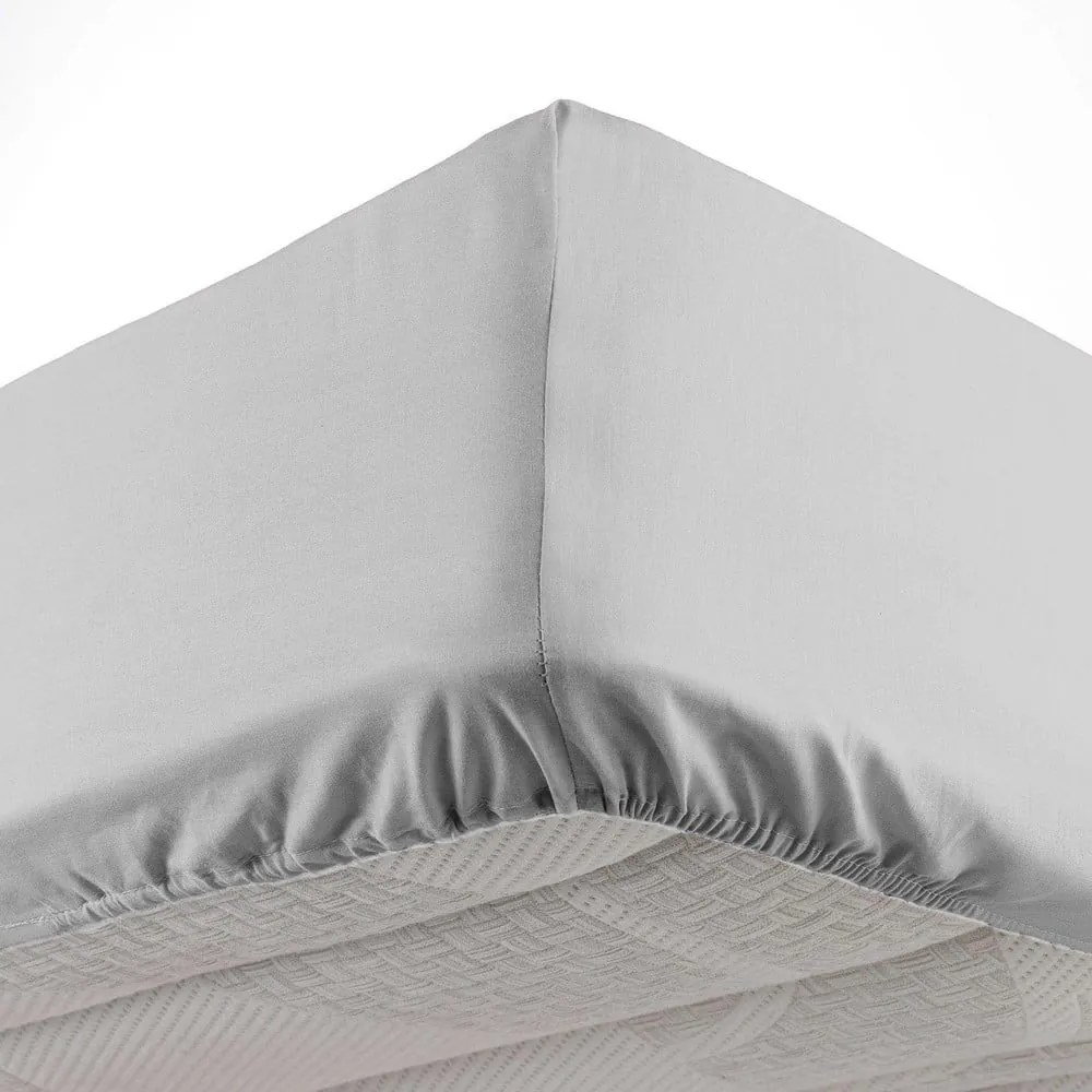 Világosszürke gumis mikroszálas lepedő 90x190 cm Oscar – douceur d'intérieur