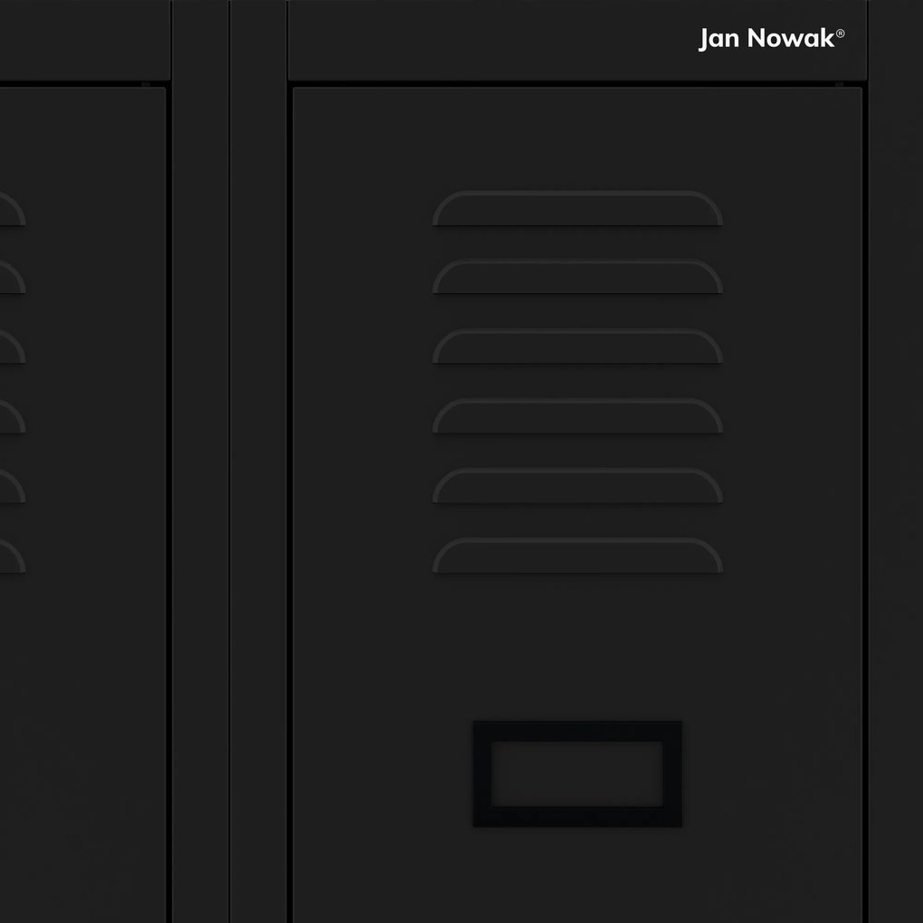 Fém kétrekeszes munkavállalói szekrény fekete: KACPER II, 600 x 1800 x 500 mm