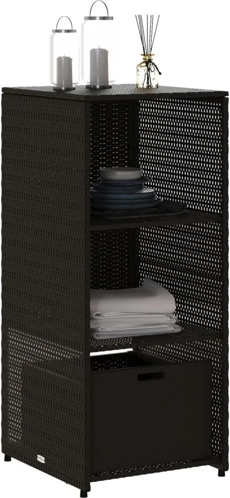 vidaXL fekete polyrattan kerti tárolószekrény 50 x 55 x 115 cm
