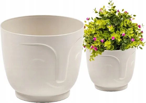 Fedő Krémszínű Virágtartó 14,3X16,5CM Stílusos Műanyag Cserép