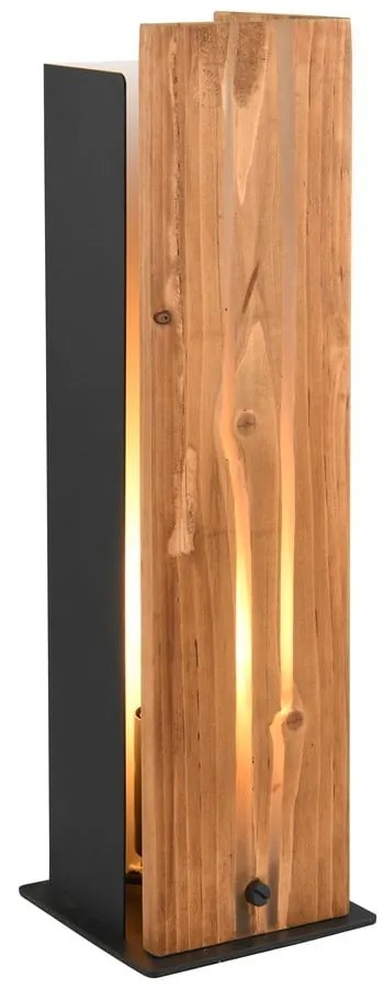 Fekete-natúr színű asztali lámpa fa búrával (magasság 40 cm) Karuni – Trio