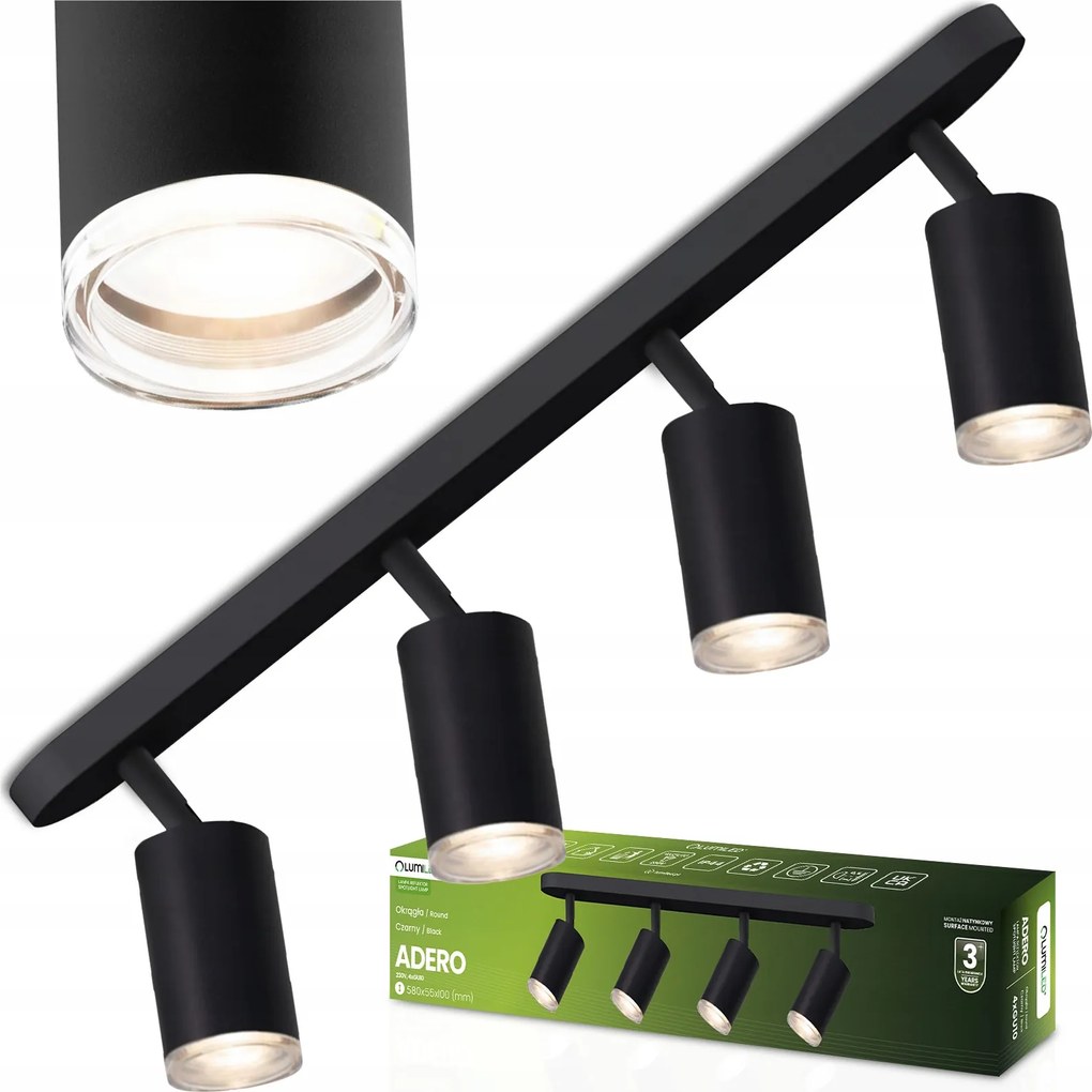 Mennyezeti lámpa Falra szerelhető halogén lámpatest 4x GU10 Led sín cső spot