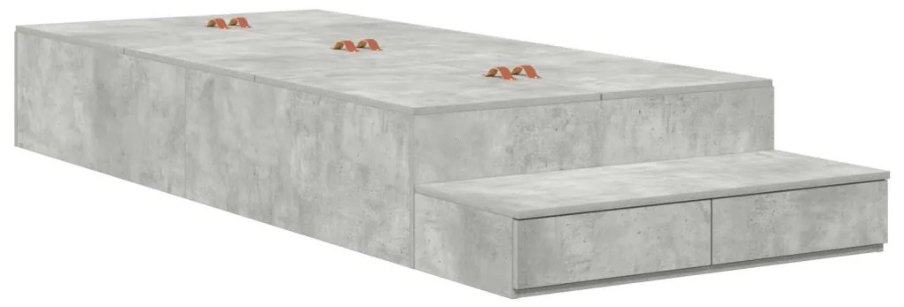 Ágykeret tárolóval Beton Szürke 226.5 x 75 x 31.5 cm Faanyag