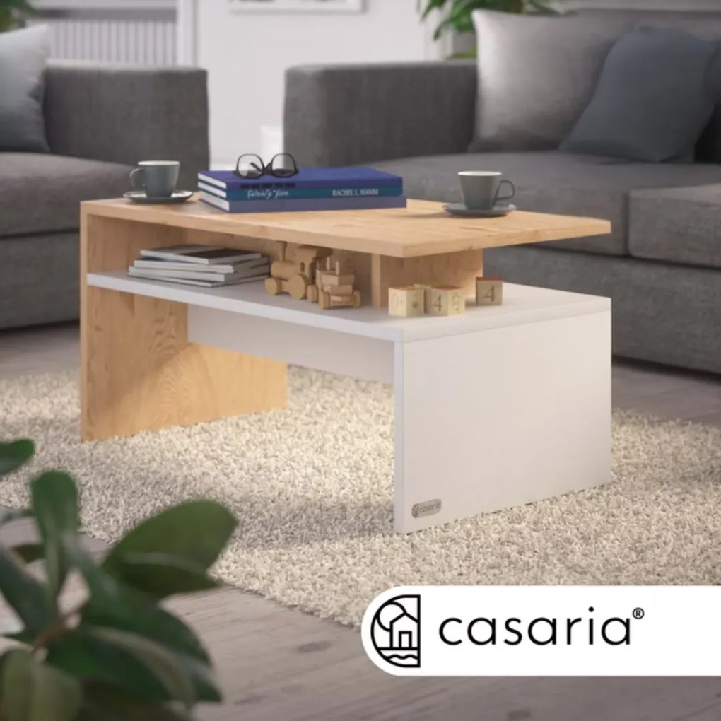 SACRAMENTO dohányzóasztal, 50x47x92cm, fehér/szürke Casaria