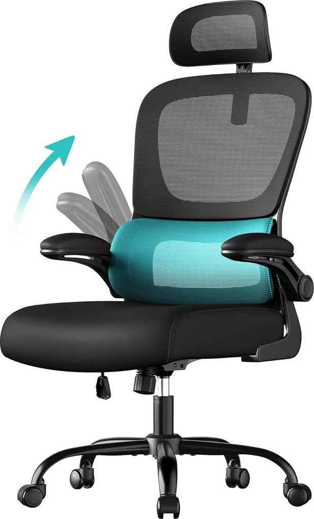 Irodai szék, ergonomikus hálós íróasztalszék, fekete