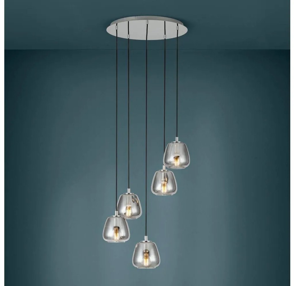 Eglo 39668 - Csillár zsinóron ALBARINO 5xE27/40W/230V füstös