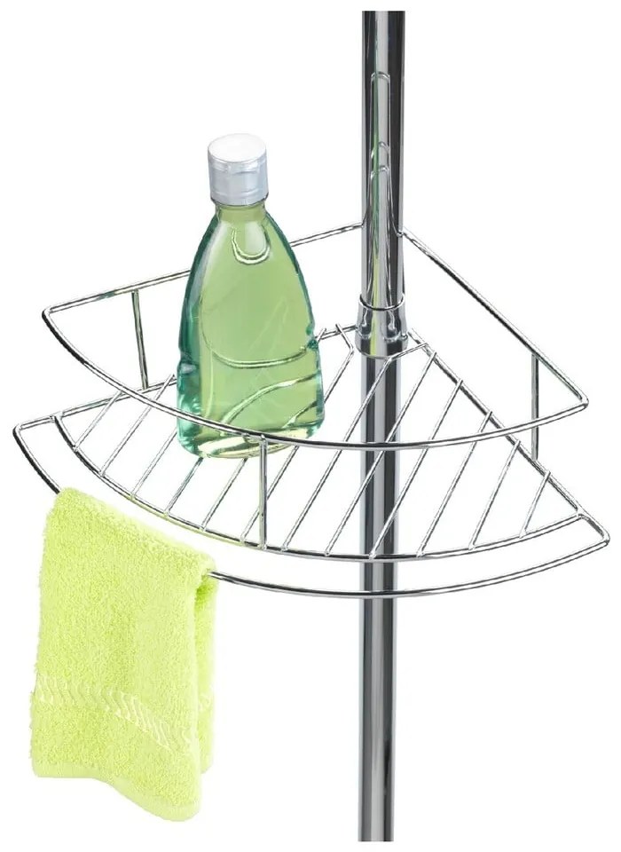 Fényes ezüstszínű teleszkópos rozsdamentes acél fürdőszobai sarokpolc Dolcedo – Wenko