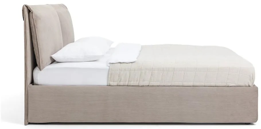 Kárpitozott franciaágy taupe színű, tárolóhellyel, matraccal/ráccsal 180x200 cm Thessa Pillow - Bonami Selection