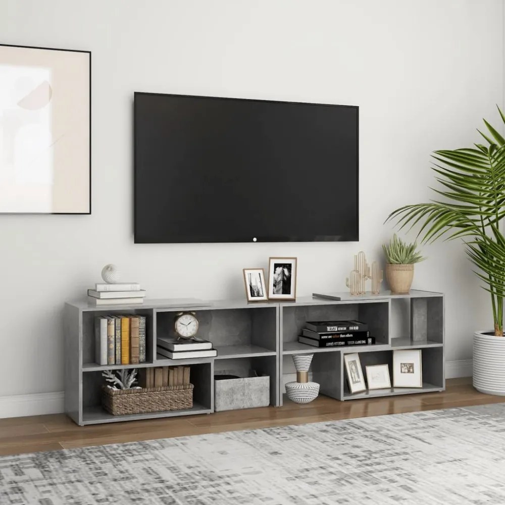 betonszürke szerelt fa TV-szekrény 149 x 30 x 52 cm