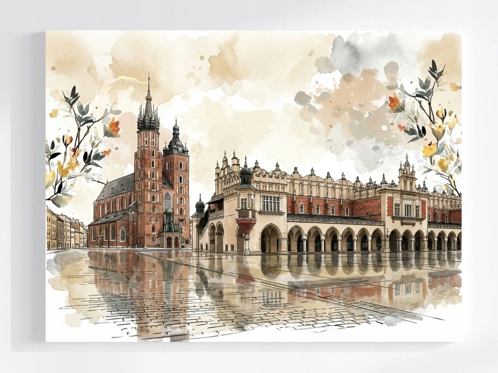 Canvas Vászonkép Krakkó Piac Mária-templom Ruhák 100x75