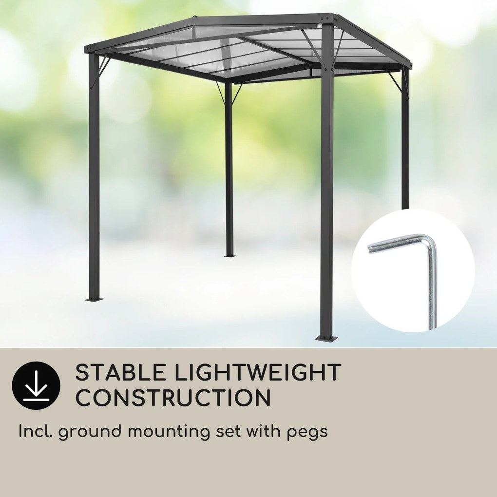 Blumfeldt Pantheon Solid Sky Flat, pergola, tető, 3 x 3 m, polikarbonát, szürke