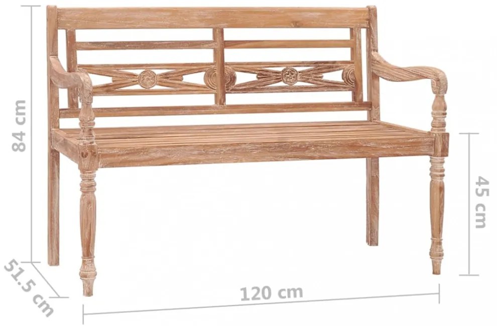 tömör antikolt fehér tíkfa Batavia pad 120 cm