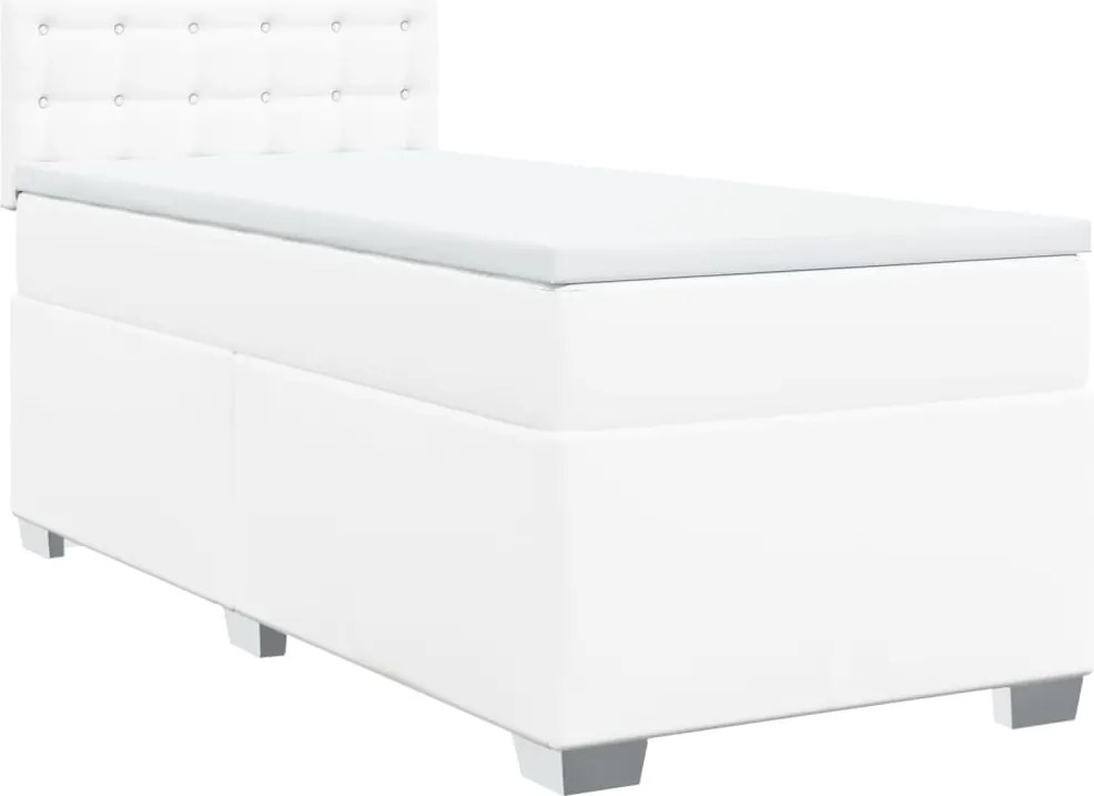vidaXL fehér műbőr rugós ágy matraccal 90 x 200 cm