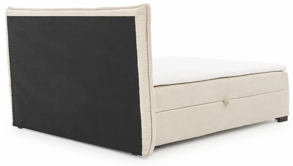 Bézs ágyneműtartós boxspring ágy 200x200 cm Lysa – Ropez