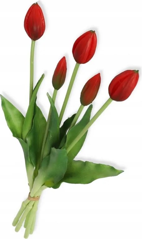 Szilikon tulipán csokor váza piros művirág