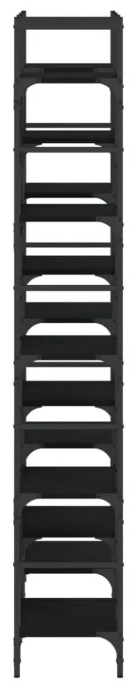 fekete szerelt fa könyvespolc 127,5x28,5x172,5 cm