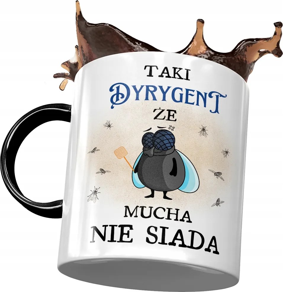 Fekete bögre a karmesternek, hogy a légy ne üljön le fényképes nyomattal