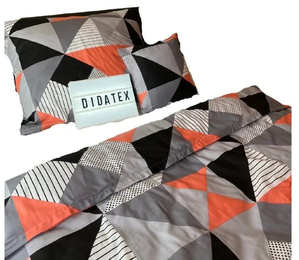 Geo Orange pamut ágynemű DeLuxe Ágynemű mérete: 140x200 cm, A csomag tartalma: Készletcsomagolás