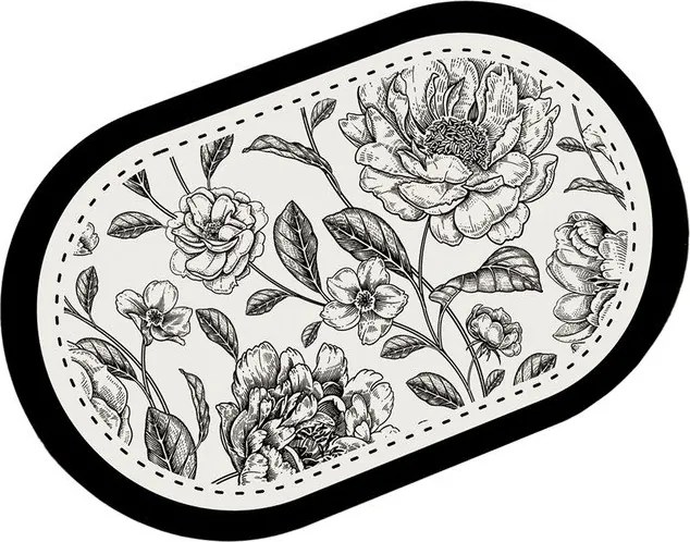 Fekete-fehér fürdőszobai kilépő 60x100 cm Rasse – Foutastic