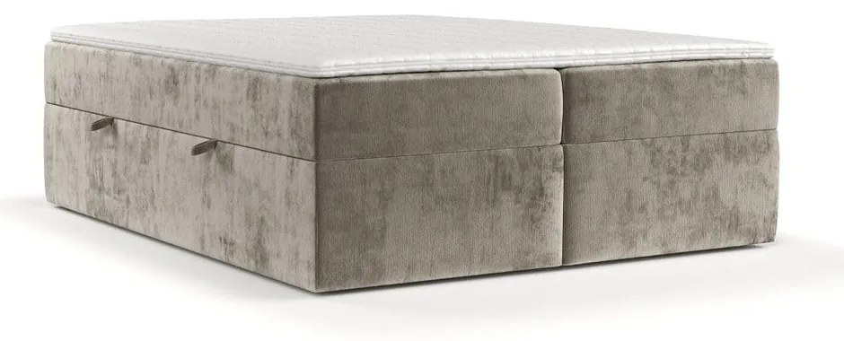 Világosbarna ágyneműtartós boxspring ágy 140x200 cm Yoko – Maison de Rêve