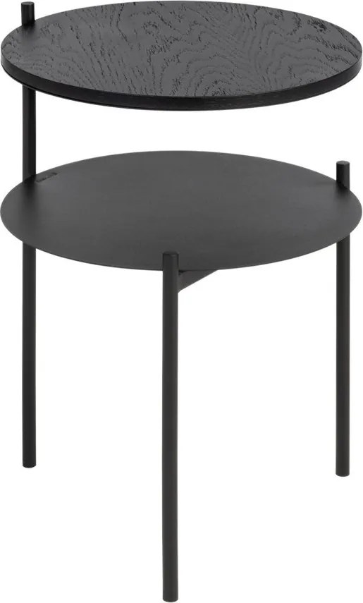 Fekete éjjeliszekrény tölgyfa dekoros asztallappal Tu – noo.ma