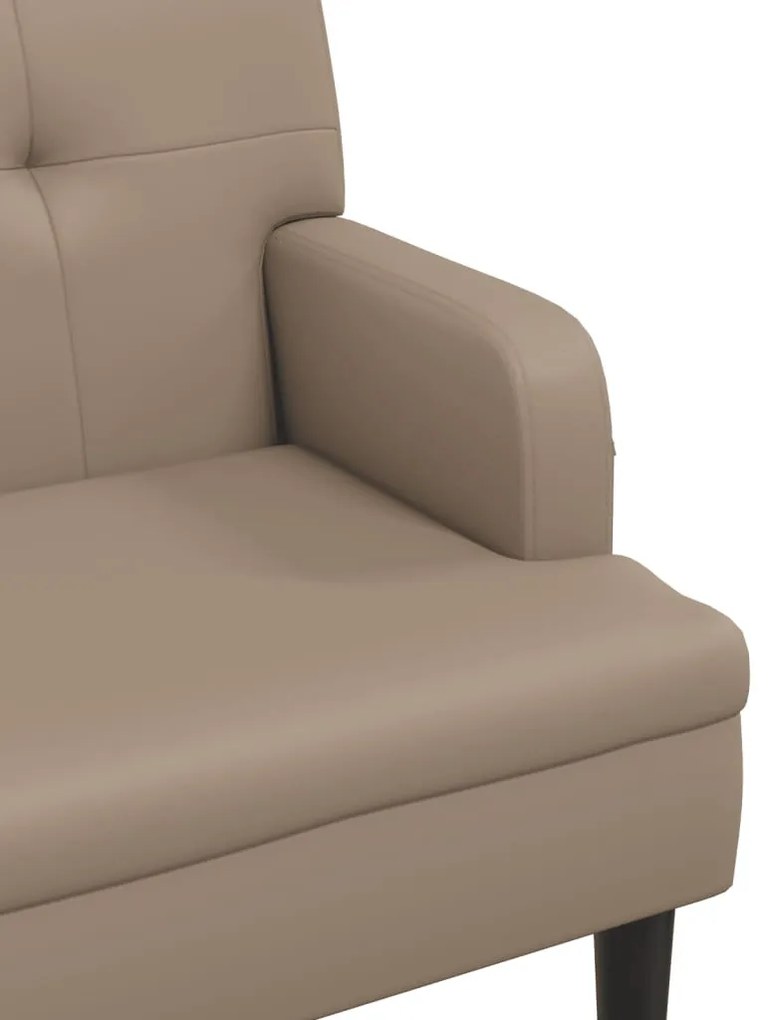 cappuccino-színű műbőr pad háttámlával 112x65,5x75 cm