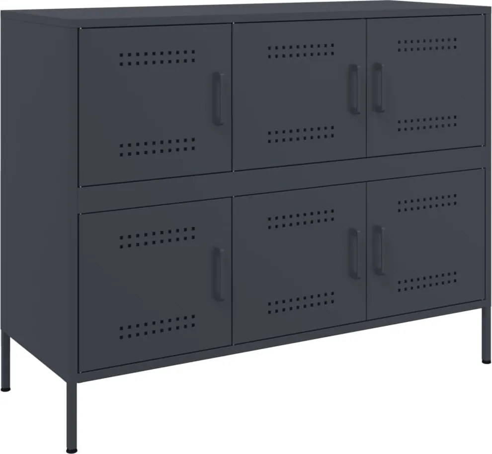 vidaXL antracitszürke acél tálalószekrény 100,5 x 39 x 79 cm