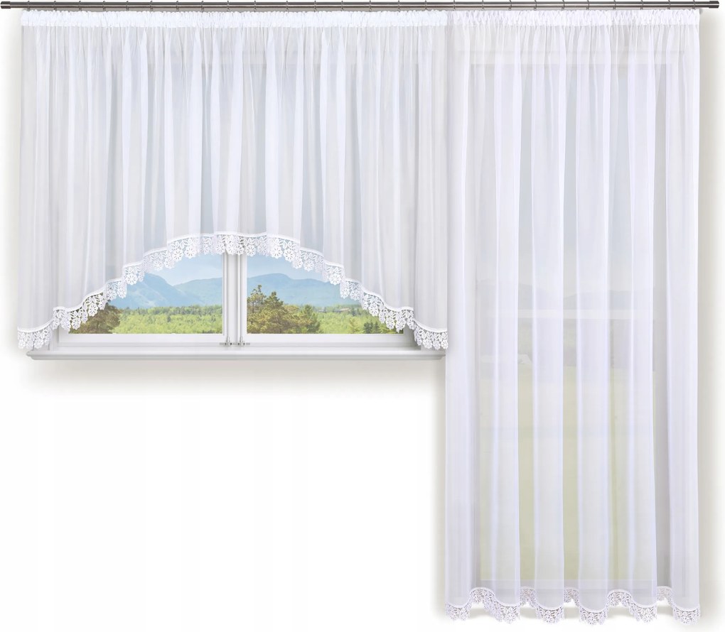 Szett, fátyolfüggöny szett, Erkély Ablak egyenes 300x240 ív 300x120